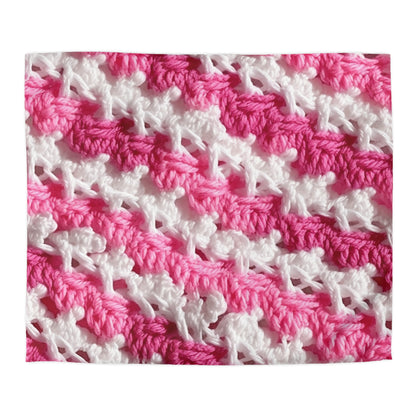 Hot Pink & White Knit, Vibrant Yarn Blend, Modern Chic Texture - Microfiber Duvet Cover