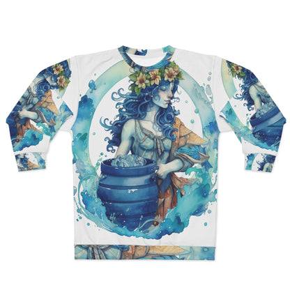 Zodíaco artístico de Acuario - Representación del portador de agua en acuarela - Sudadera unisex (AOP) 