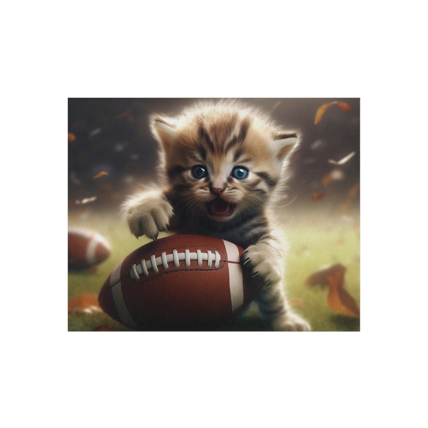 Football Kitten Touchdown: Tabby's Winning Play Sport Game - Outdoor Rug