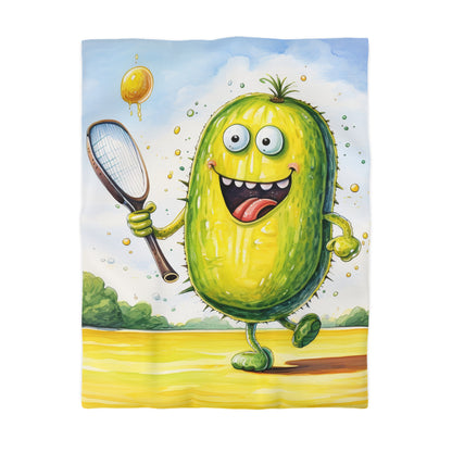 Pickleball Sport: Juego atlético de pepinillos con red y paleta - Funda nórdica de microfibra 