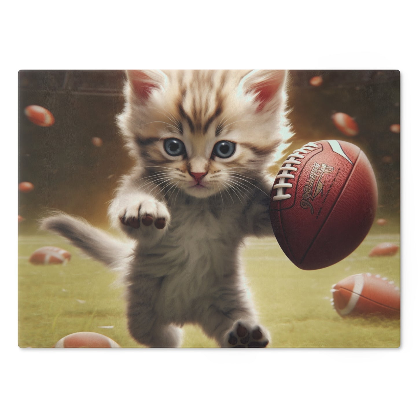 Football Kitty Fantasy: Feline Cat American Sport Quarterback - Cutting Board