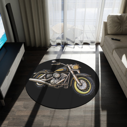 Motorcycle Chenille Patch, Bike Ride, Round Rug