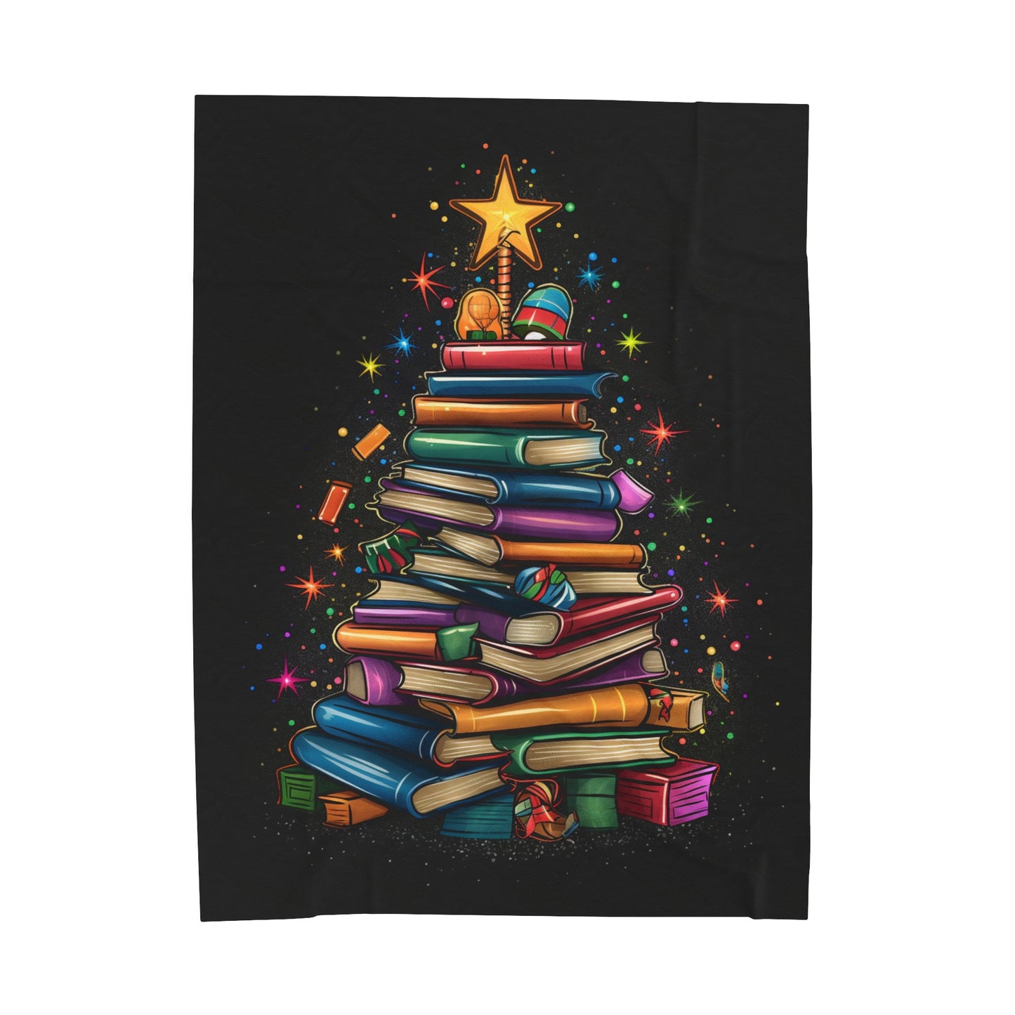 Christmas Book Tree - Velveteen Plush Blanket