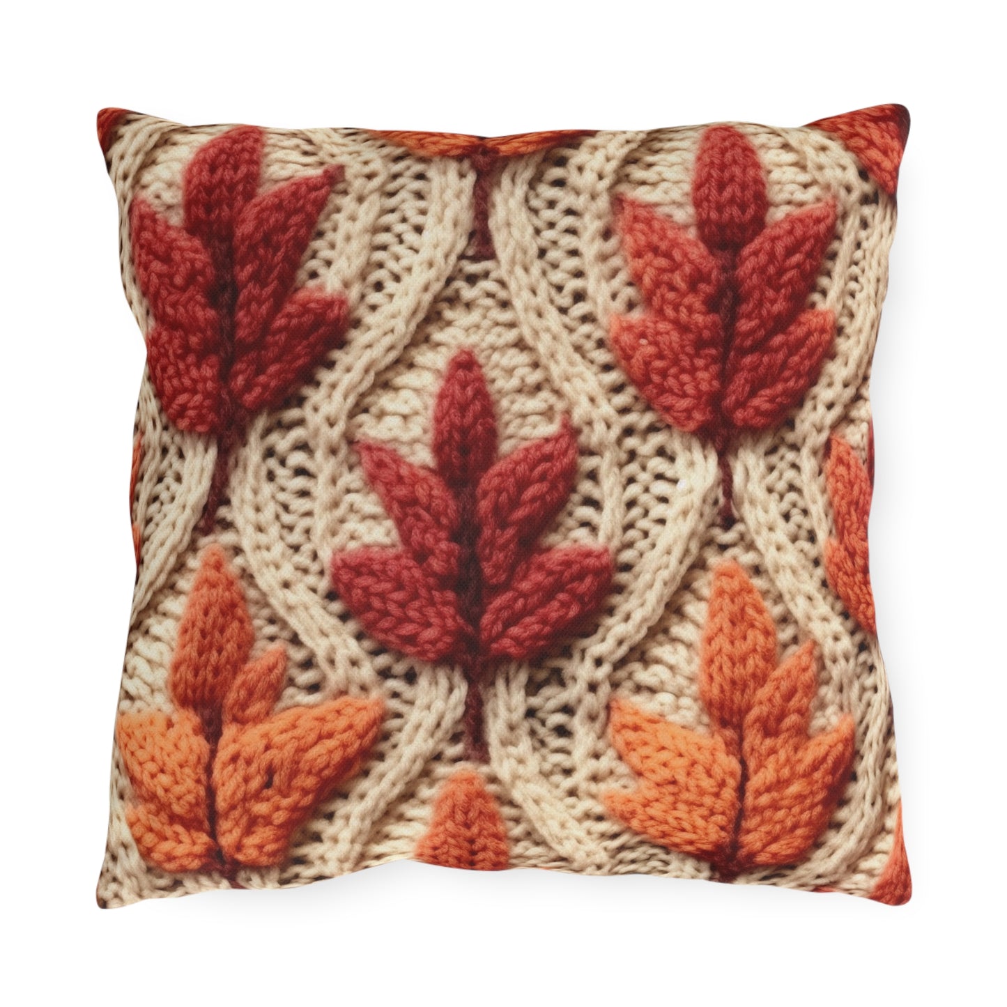 Crochet Fall Leaves: Harvest Rustic Design - Golden Browns -Woodland Maple Magic - Outdoor Pillows