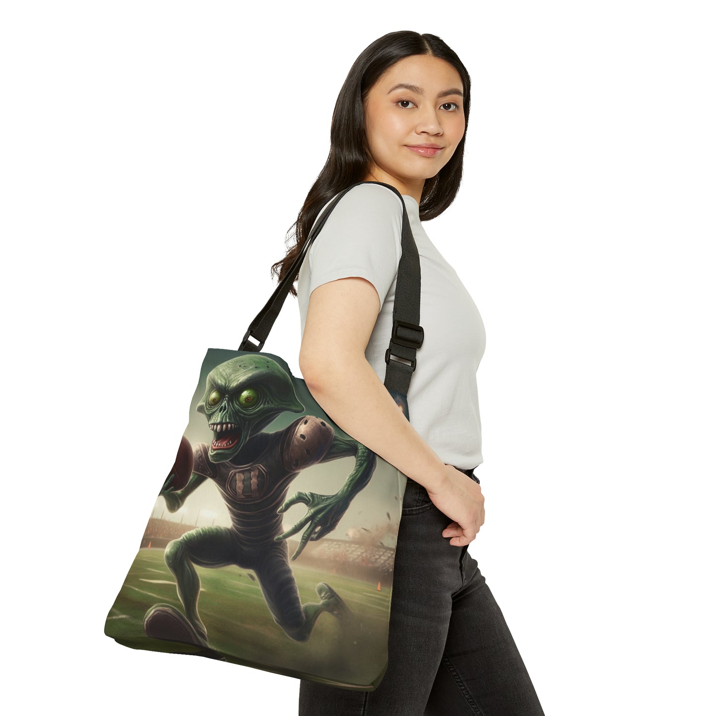 Alien Football Space Sport Game Stadium Athlete Galaxy Player - Adjustable Tote Bag (AOP)