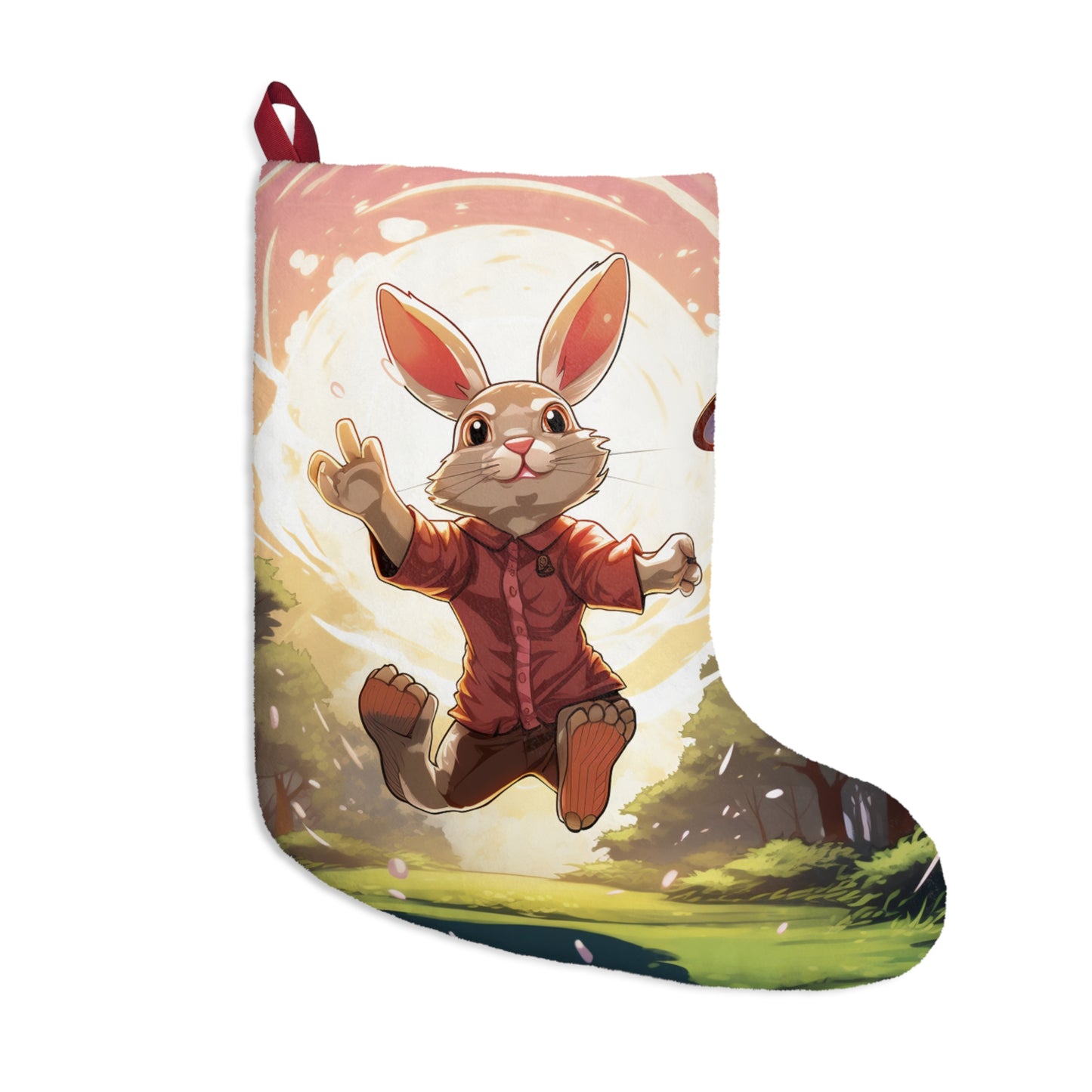 Disc Golf Rabbit: Bunny Aiming Frisbee for Basket Chain - Christmas Stockings