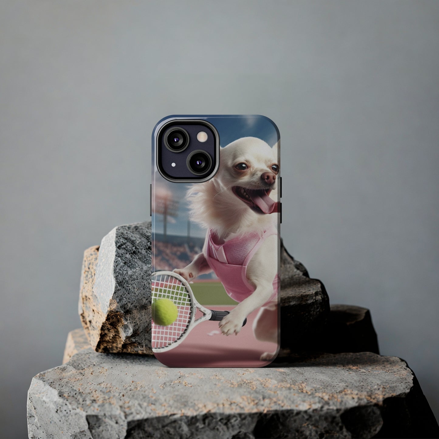 Chihuahua Tennis Ace: Dog Pink Outfit, Court Atheletic Sport Game - Tough Phone Cases