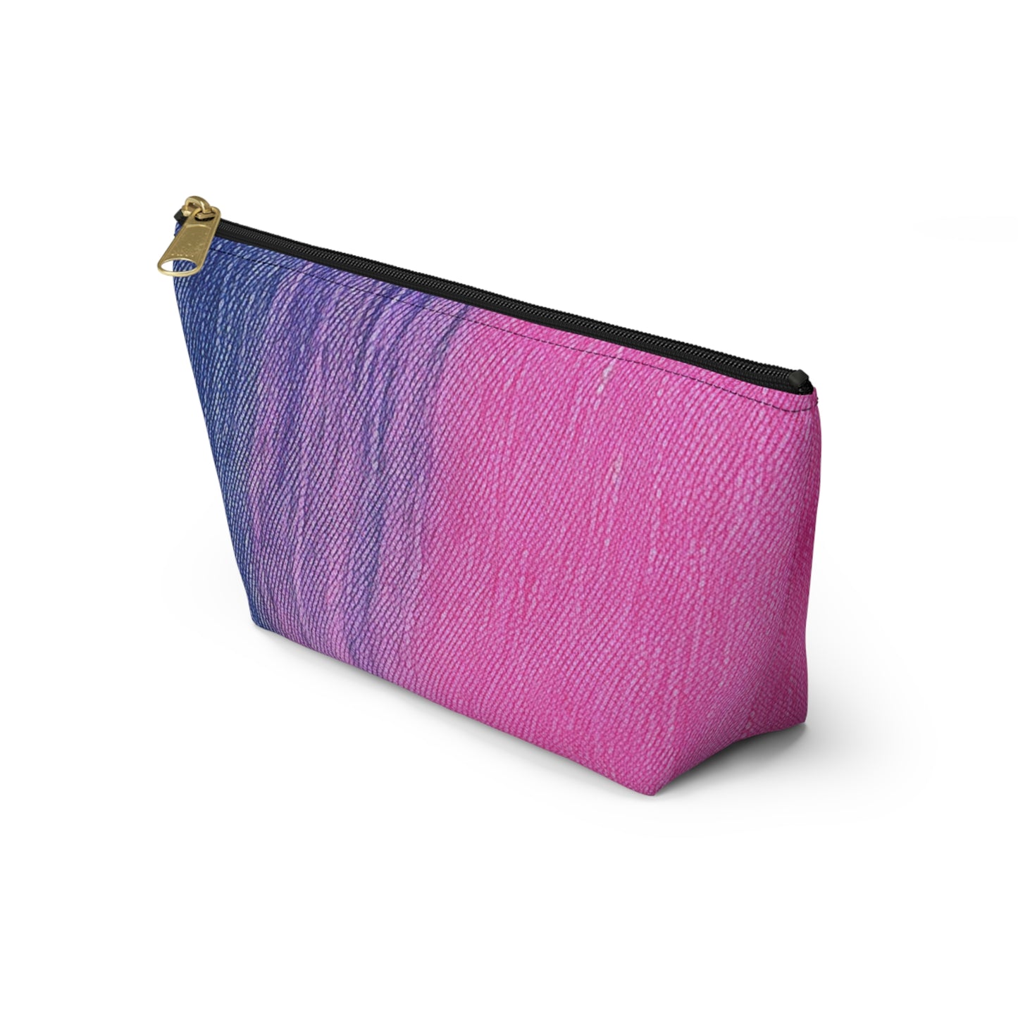 Dual Delight: Half-and-Half Pink & Blue Denim Daydream - Accessory Pouch w T-bottom