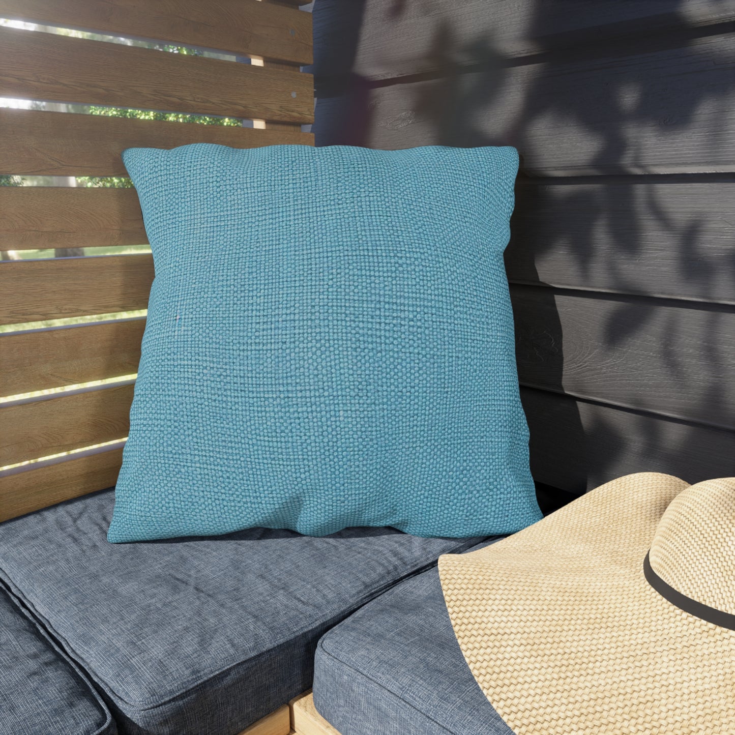 Bright Aqua Teal: Denim-Inspired Refreshing Blue Summer Fabric - Outdoor Pillows