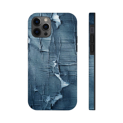 Distressed Blue Denim-Look: Edgy, Torn Fabric Design - Tough Phone Cases