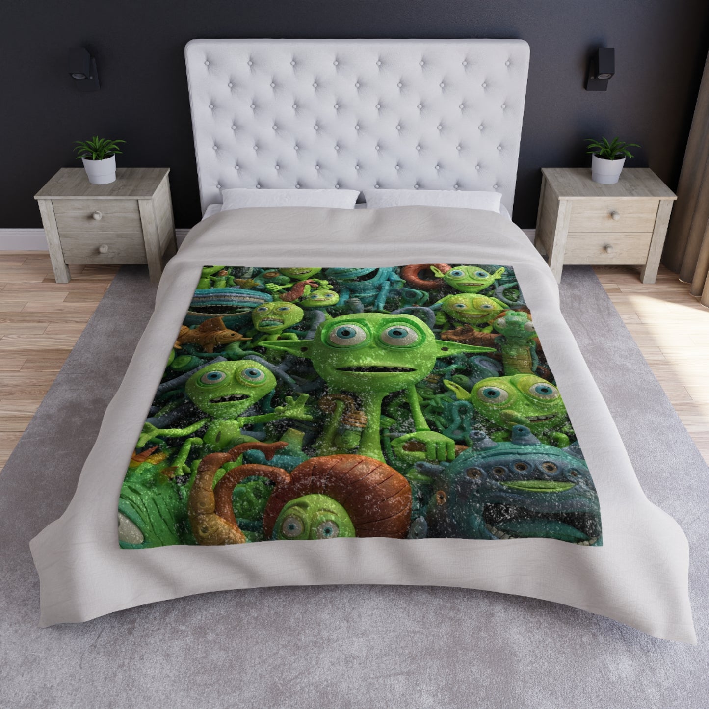 Toy Alien Story Space Character Galactic UFO Anime Cartoon - Crushed Velvet Blanket