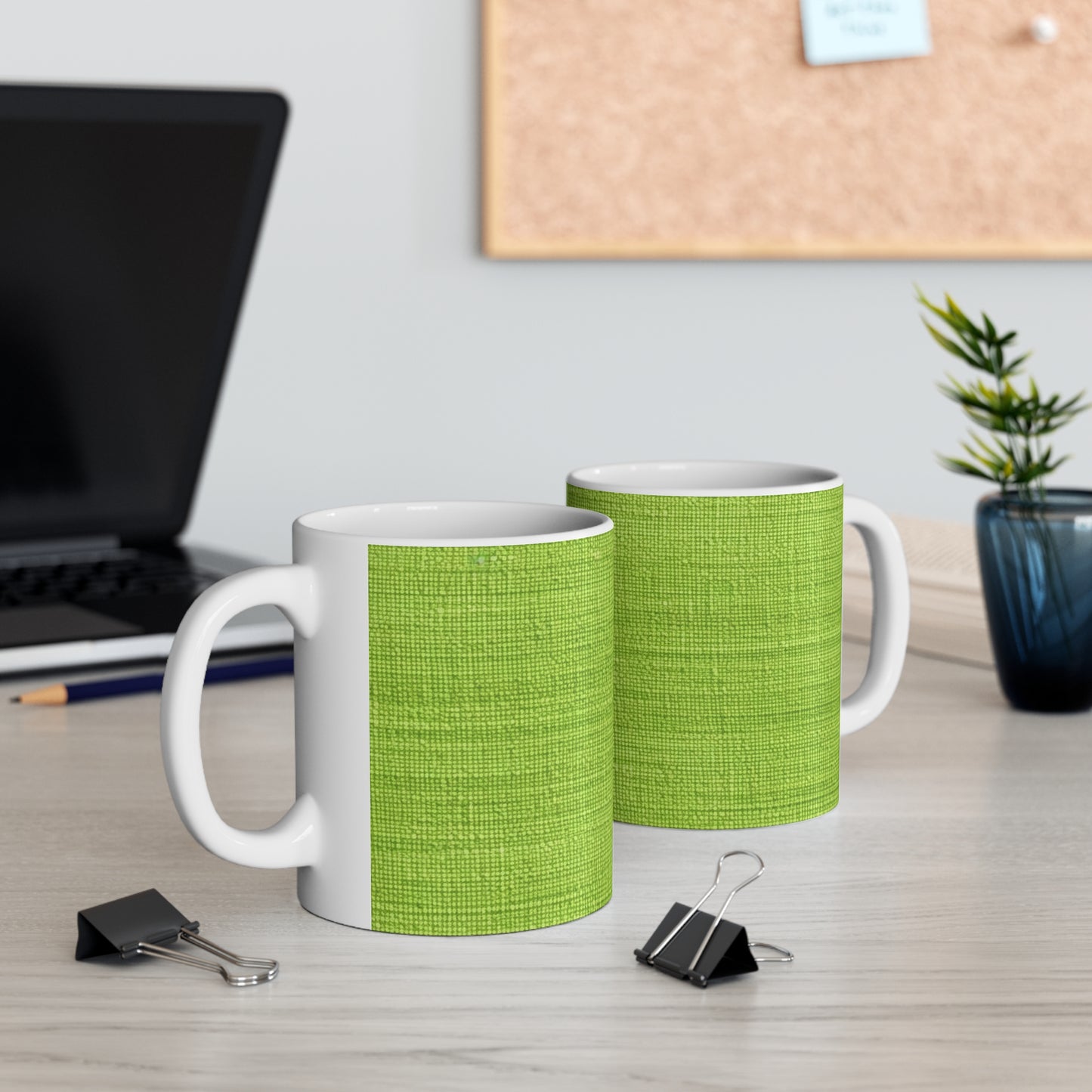 Lush Grass Neon Green: Denim-Inspired, Springtime Fabric Style - Ceramic Mug 11oz