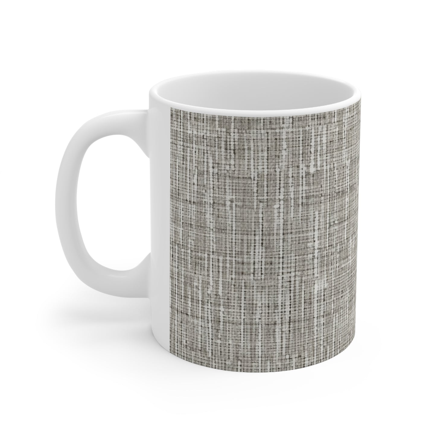 Gris plateado: diseño de tela contemporáneo inspirado en la mezclilla - Taza de cerámica de 11 oz 