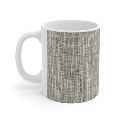 Gris plateado: diseño de tela contemporáneo inspirado en la mezclilla - Taza de cerámica de 11 oz 