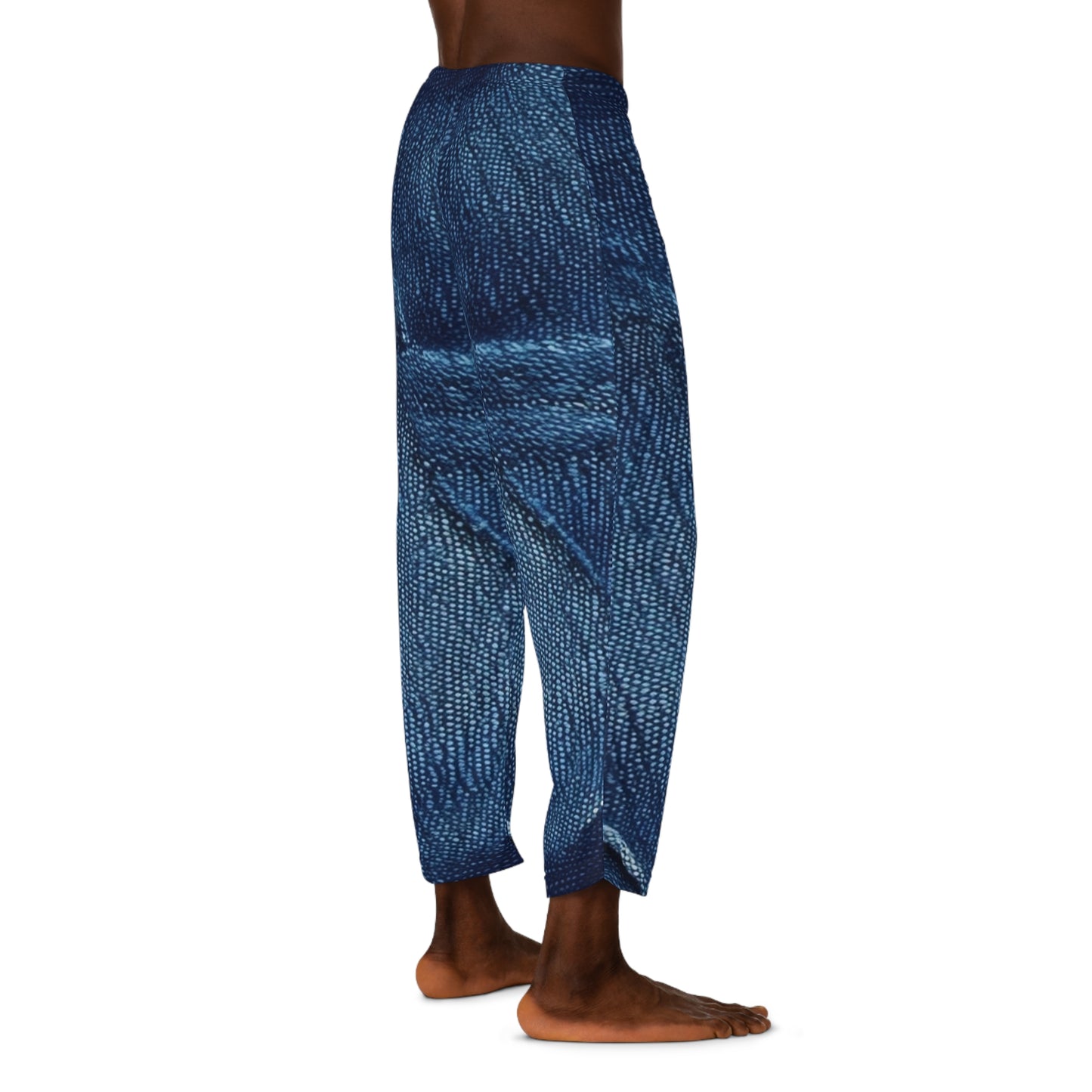 Dark Blue: Distressed Denim-Inspired Fabric Design - Men's Pajama Pants (AOP)