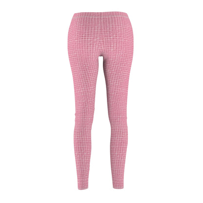 Pastel Rose Pink: Denim-Inspired, Refreshing Fabric Design - Women's Cut & Sew Casual Leggings (AOP)