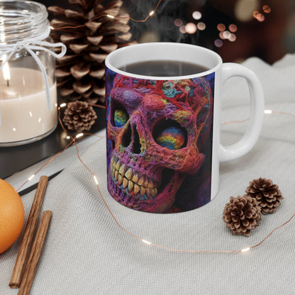 Crochet Skeleton Skull Halloween -Ceramic Mug 11oz