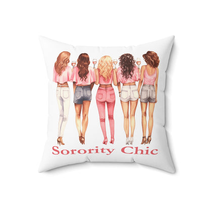 Sorority Chic Bachelorette Party Illustration - Women Toasting - Spun Polyester Square Pillow