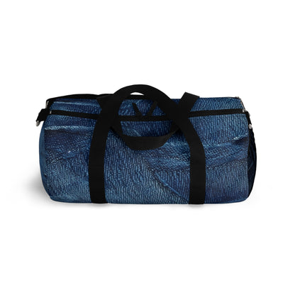 Dark Blue: Distressed Denim-Inspired Fabric Design - Duffel Bag