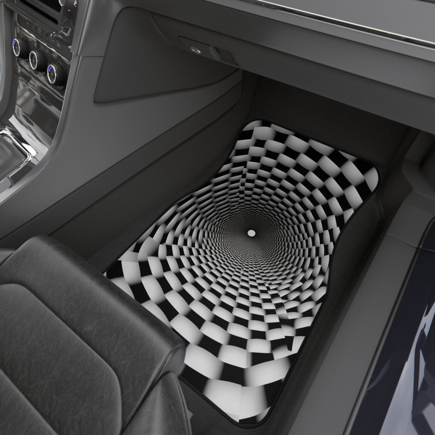 3D Optical Illusion Vortex - endless warp Hole Car Mats (Set of 4)