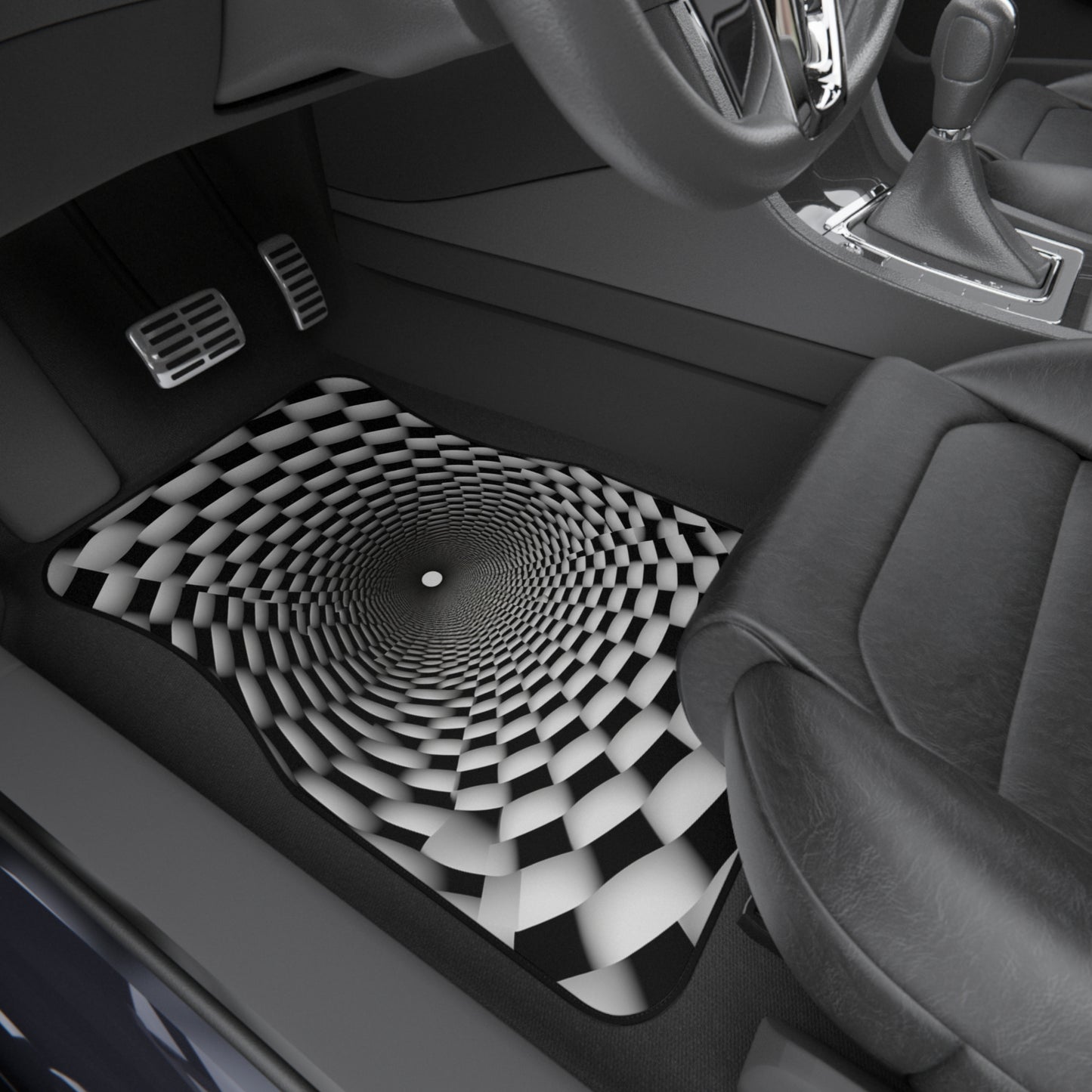 3D Optical Illusion Vortex - endless warp Hole Car Mats (Set of 4)