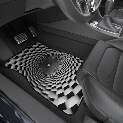 3D Optical Illusion Vortex - endless warp Hole Car Mats (Set of 4)