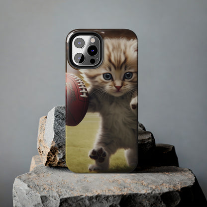 Football Kitty Fantasy: Feline Cat American Sport Quarterback - Tough Phone Cases