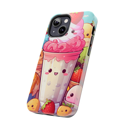 Strawberry Japan Milkshake - Kawaii Dessert Delight - Sweet Berry Anime Character - Tough Phone Cases