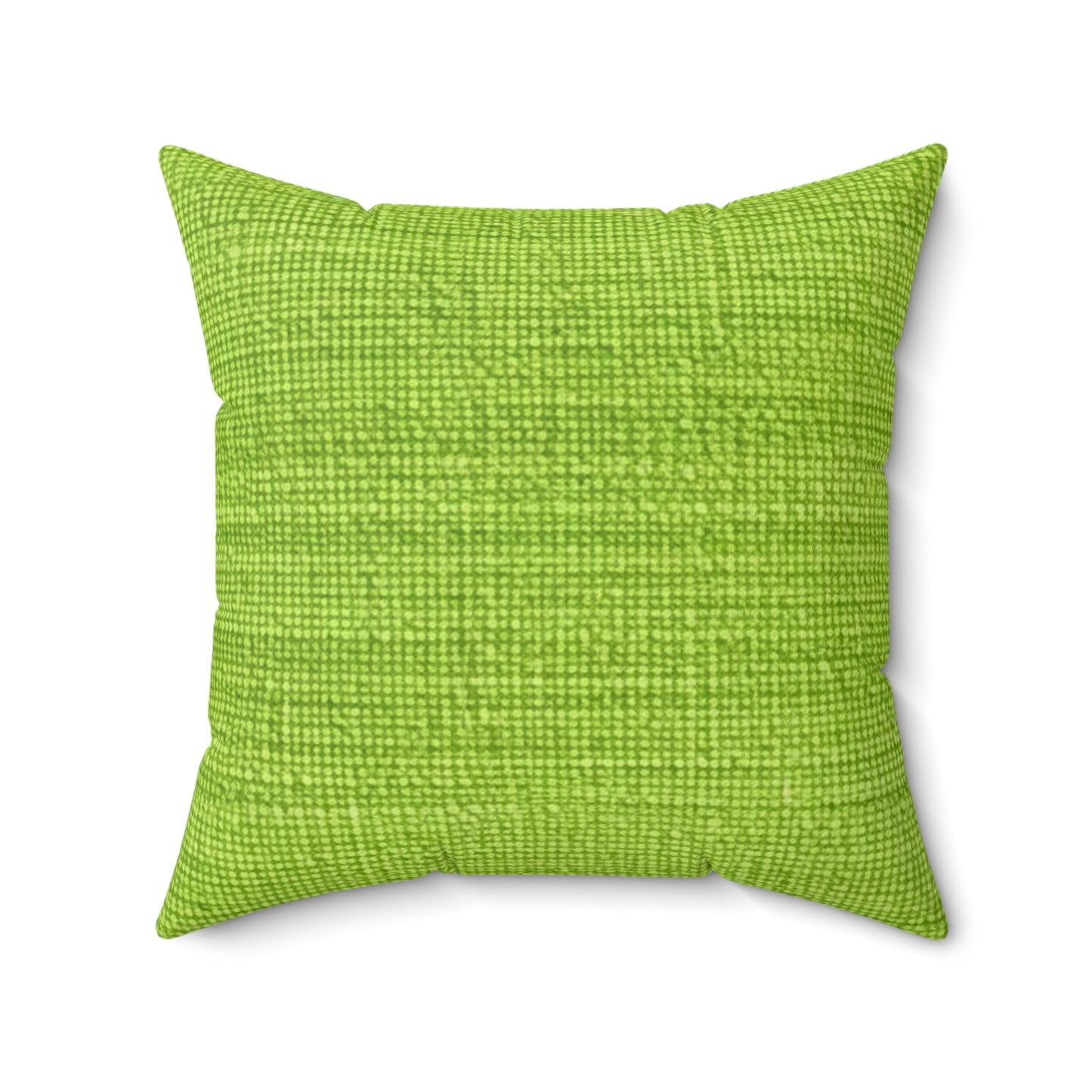 Verde neón de hierba exuberante: estilo de tela primaveral inspirado en la mezclilla - Almohada cuadrada de poliéster hilado