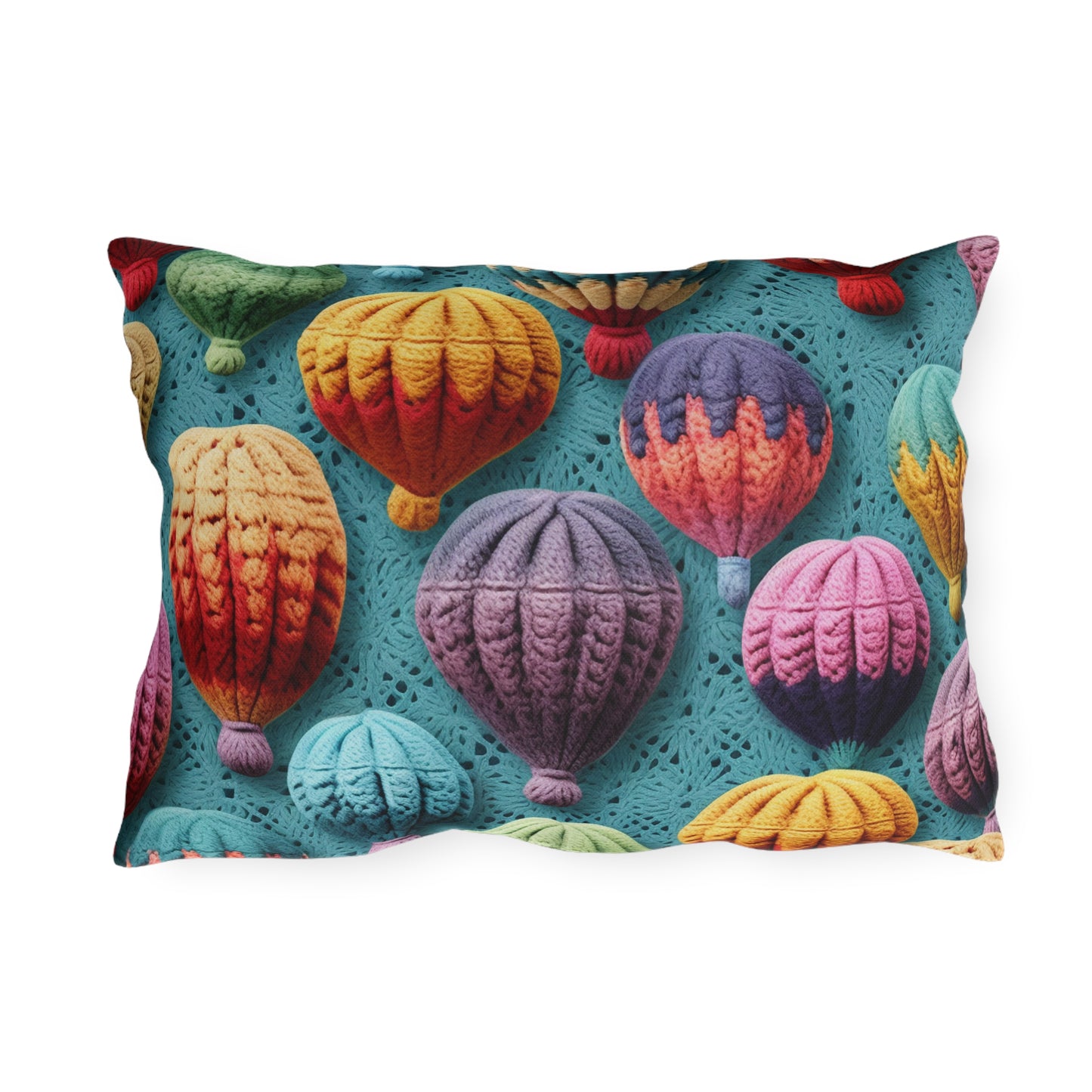 Crochet Hot Air Balloons Sky Travel Transport Scenic Style - Outdoor Pillows