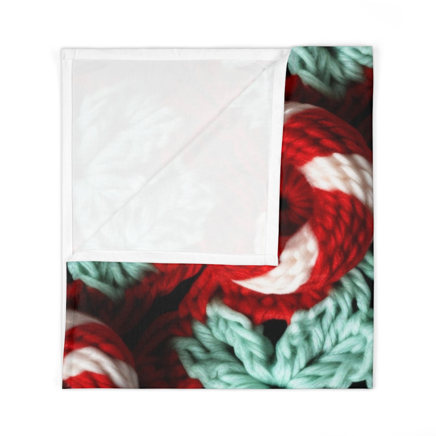 Christmas Crochet Candy Cane - Pepper Red Crystal White Holiday Pattern - Baby Swaddle Blanket