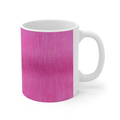 Dual Delight: Half-and-Half Pink & Blue Denim Daydream - Ceramic Mug 11oz