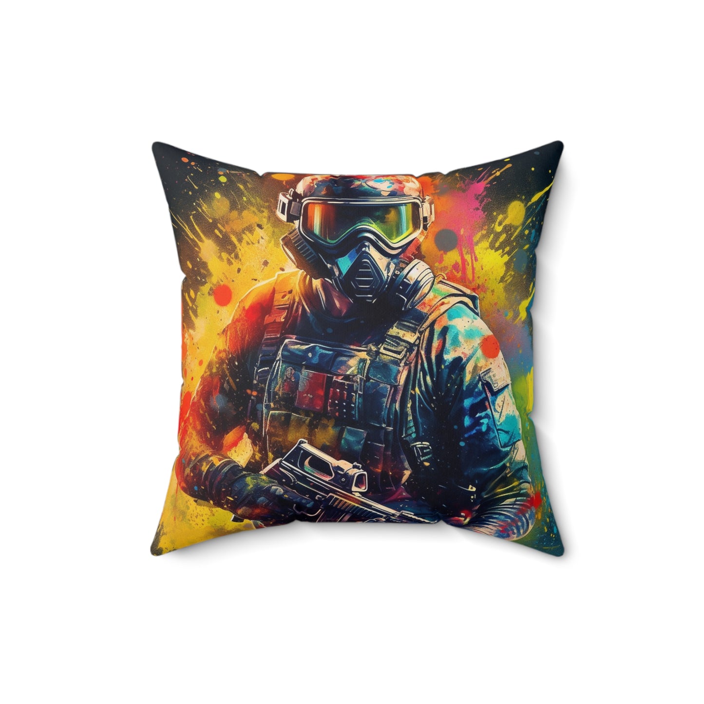 Paintball Game Sport: Professional Action Shot Target Player - Spun Polyester Square Pillow