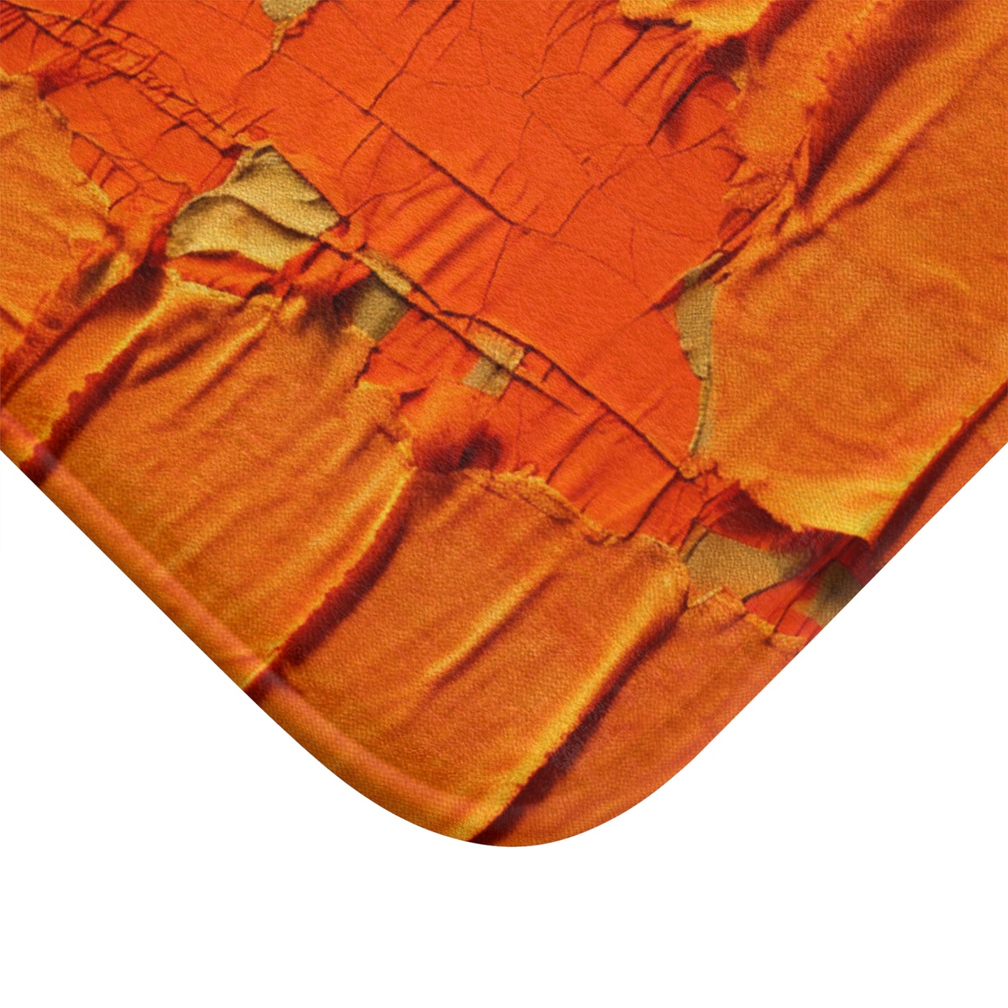 Fiery Citrus Orange: Edgy Distressed, Denim-Inspired Fabric - Bath Mat