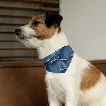 Midnight Blue Distressed Denim: Rugged, Torn & Stylish Design - Dog & Pet Bandana Collar