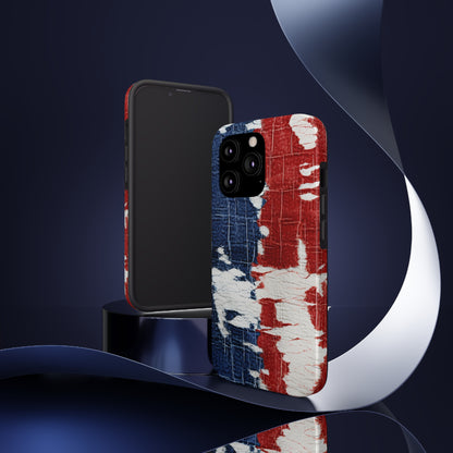 Patriotic Red, White & Blue: Distressed Denim-Style, Torn Fabric - Tough Phone Cases