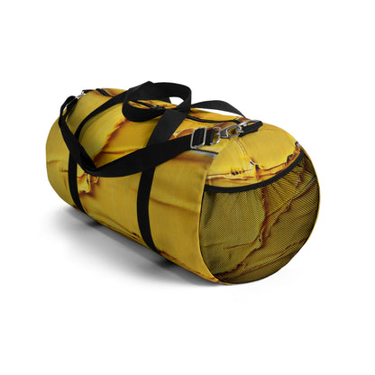 Banana Yellow Lemon: Bold Distressed, Denim-Inspired Fabric - Duffel Bag