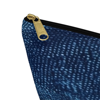 Dark Blue: Distressed Denim-Inspired Fabric Design - Accessory Pouch w T-bottom