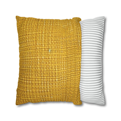 Radiant Sunny Yellow: Denim-Inspired Summer Fabric - Spun Polyester Square Pillow Case