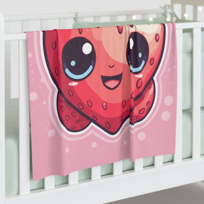 Kawaii Strawberry Adventure - Anime Classic Traditional Japanese Fruit - Otaku Artwork - Baby Swaddle Blanket