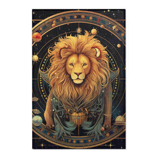 Astrological Leo Sign - Vibrant Cosmic Zodiac Astrology - Area Rugs