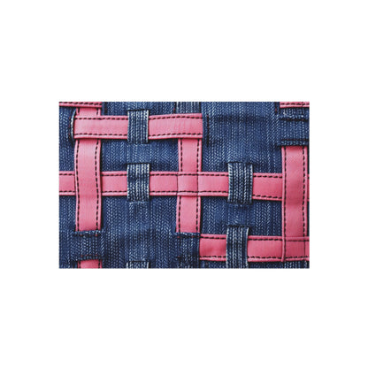 Candy-Striped Crossover: Pink Denim Ribbons Dancing on Blue Stage - Outdoor Rug