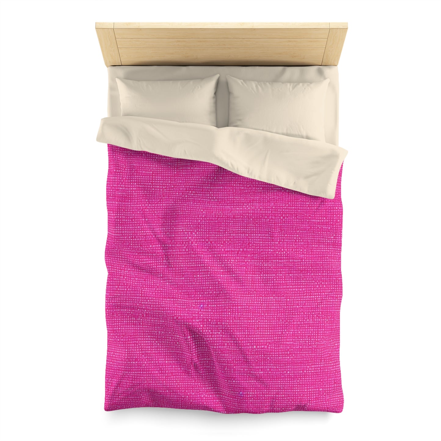 Hot Neon Pink Doll Like: Denim-Inspired, Bold & Bright Fabric - Microfiber Duvet Cover