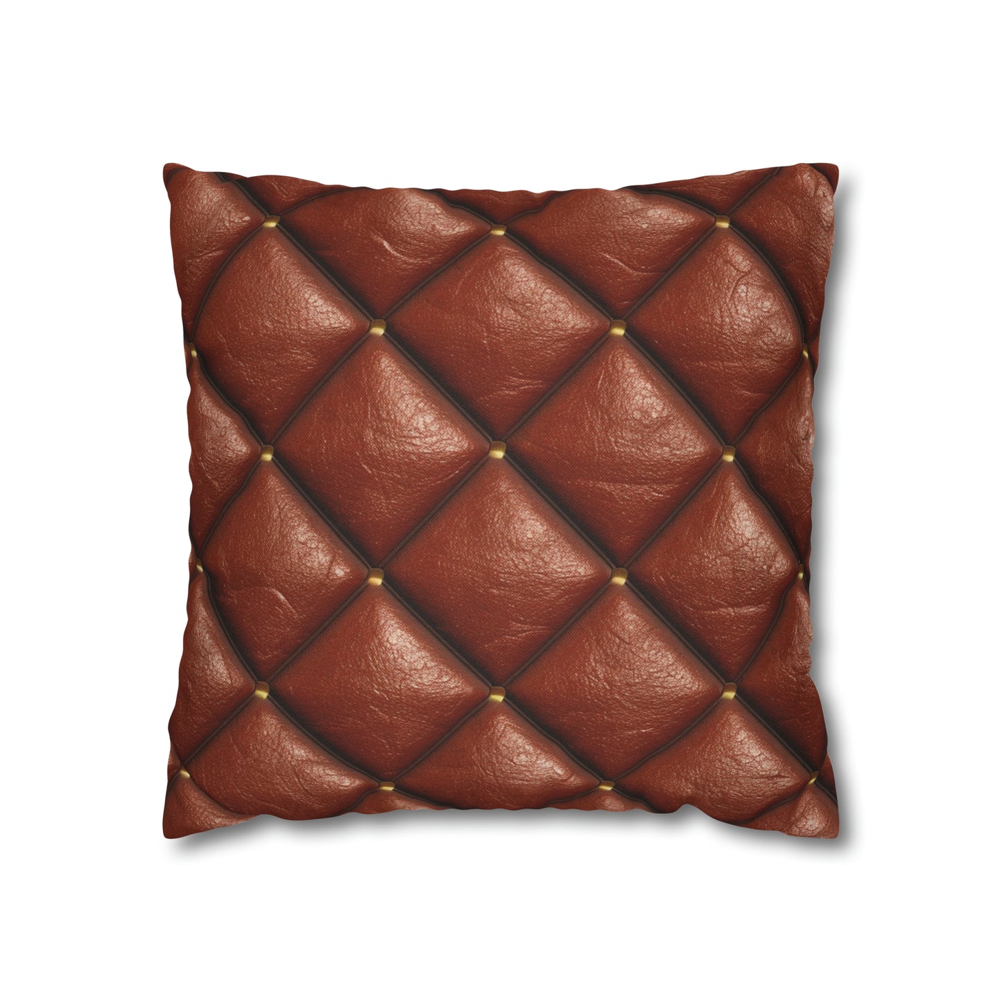 Brown Leather Cognac Pattern Rugged Durable Design Style - Spun Polyester Square Pillow Case