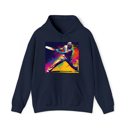 Cricket Pop Art: Batsman, Ball Impact, Wicket Stand Sport Game - Unisex Heavy Blend™ Hooded Sweatshirt