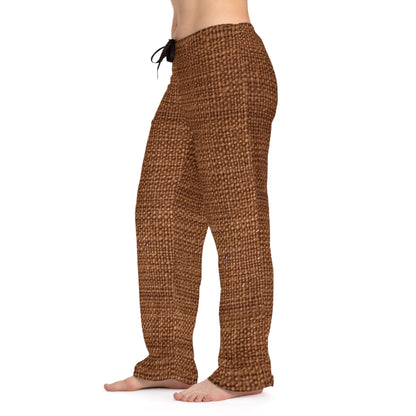 Luxe Dark Brown: Denim-Inspired, Distinctively Textured Fabric - Women's Pajama Pants (AOP)