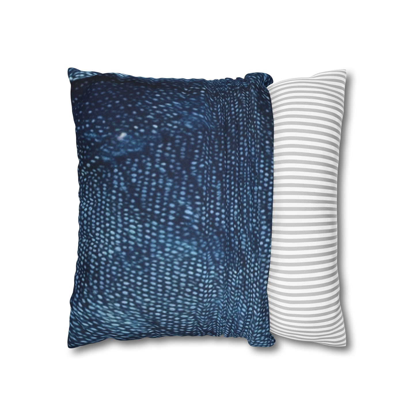 Dark Blue: Distressed Denim-Inspired Fabric Design - Spun Polyester Square Pillow Case