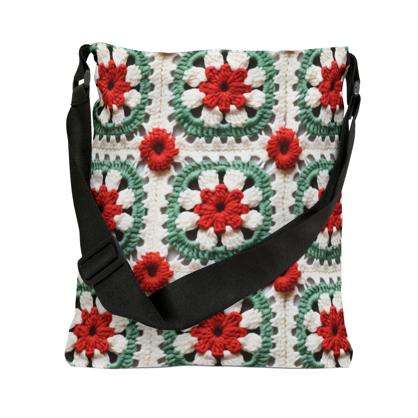 Navidad Granny Square Crochet, Cottagecore Winter Classic, Vacaciones de temporada - Bolso de mano ajustable (AOP) 