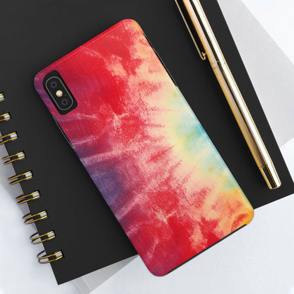 Rainbow Tie-Dye Denim: Vibrant Multi-Color, Fabric Design Spectacle - Tough Phone Cases