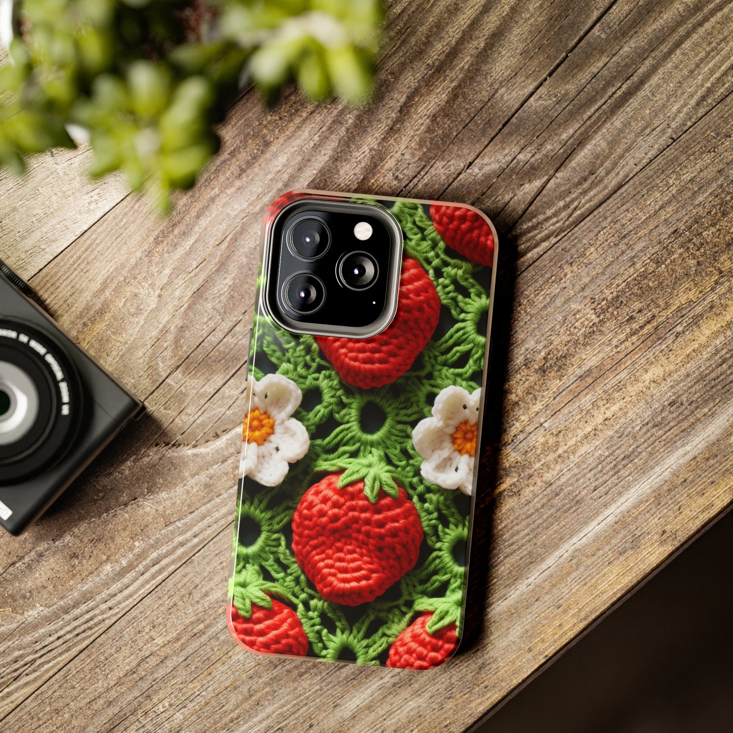 Strawberry Field Crochet - Forever Forest Greens - Fruit Berry Harvest Crop - Tough Phone Cases